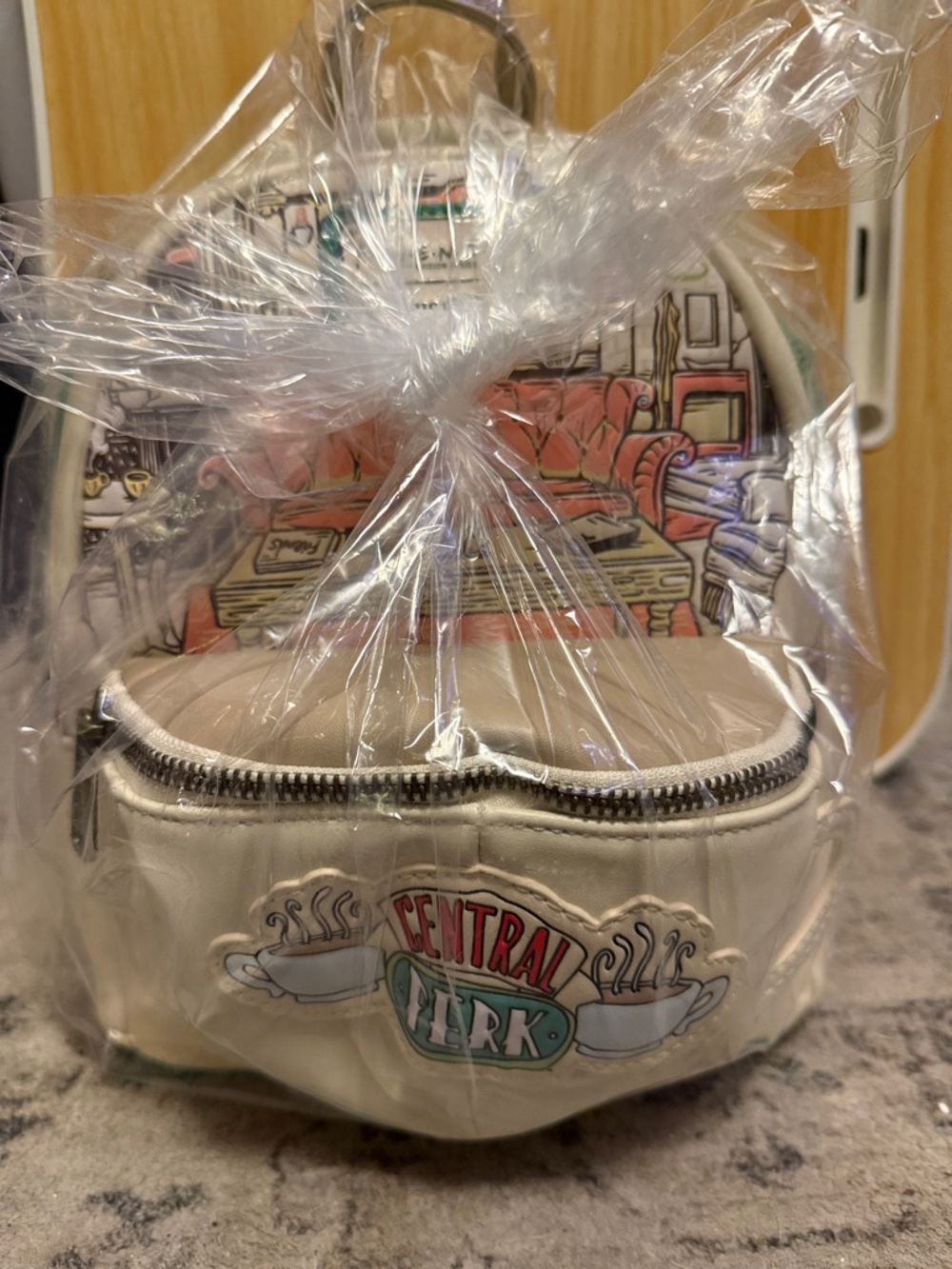 Loungefly Cream Central Perk Mini Backpack with Cafe Interior Art